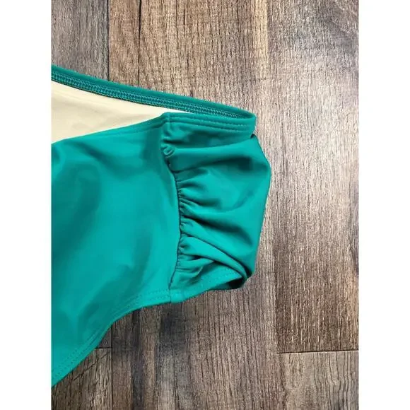 Summersalt Ruched High Leg High Rise Bottom & Sidestroke Bikini Top Size 6 Green - Picture 6 of 8